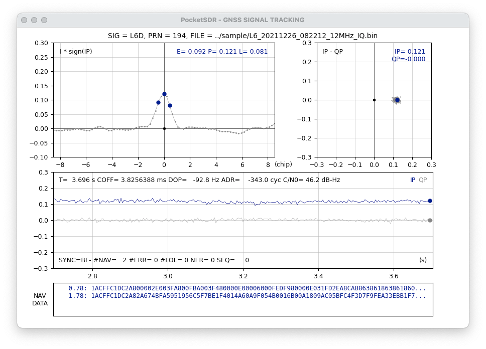 Awesome PocketSDR - L6D signal decode